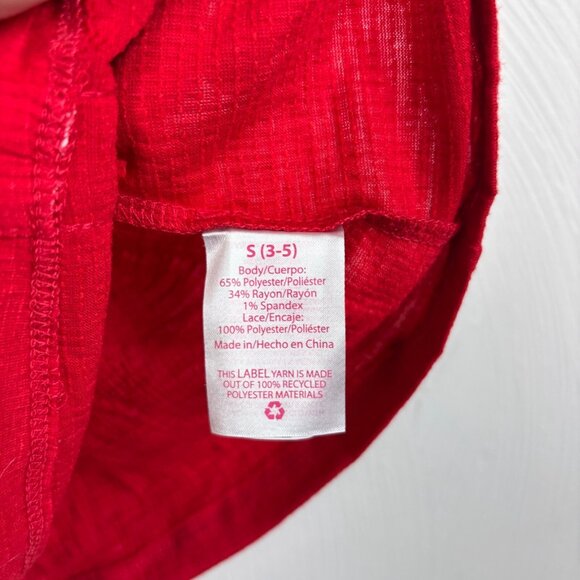 No Boundaries Blouse Red Boho Cute Off Shoulder Shirt Button Accent Solid Womens - Picture 4 of 6